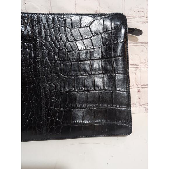 VAGABOND SHOEMAKERS Black Croc Embossed Leather Clutch Pouch Attache EUC - Picture 6 of 14